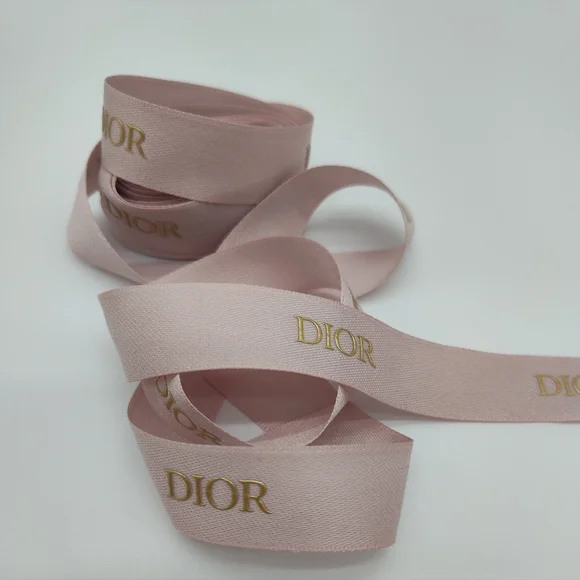 DIOR Blush Pink Gold Logo 1" Ribbon Four (4) Yards Luxury Gift Wrap - Picture 2 of 4